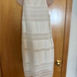 Elegant Cream Linen/Lace Dress